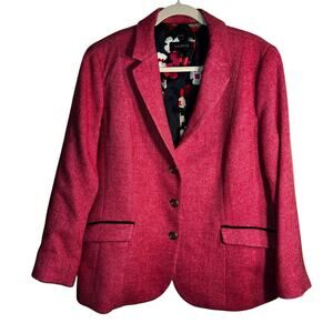 Talbots Aberdeen Pink Wool Herringbone Blazer Jacket Size 16